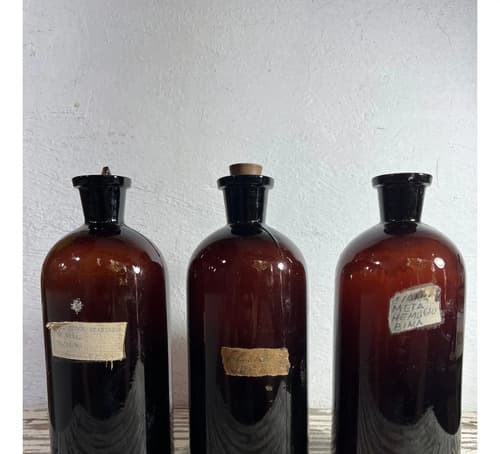 Tres Frascos Ambar Antiguos G174