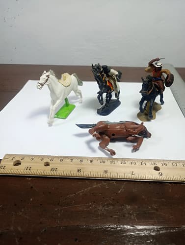 Lote 4 Piezas Vintage Jinetes Caballo Plástico Duro Años 60