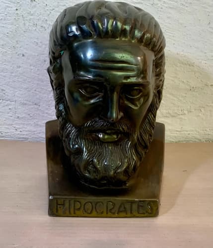 Vintage Figura De Bronce Médico Hipocrates Bronce