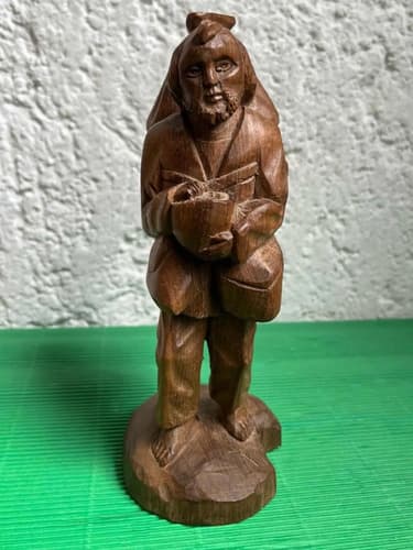 Figura Madera Hombre Descalzo Vintage Madera